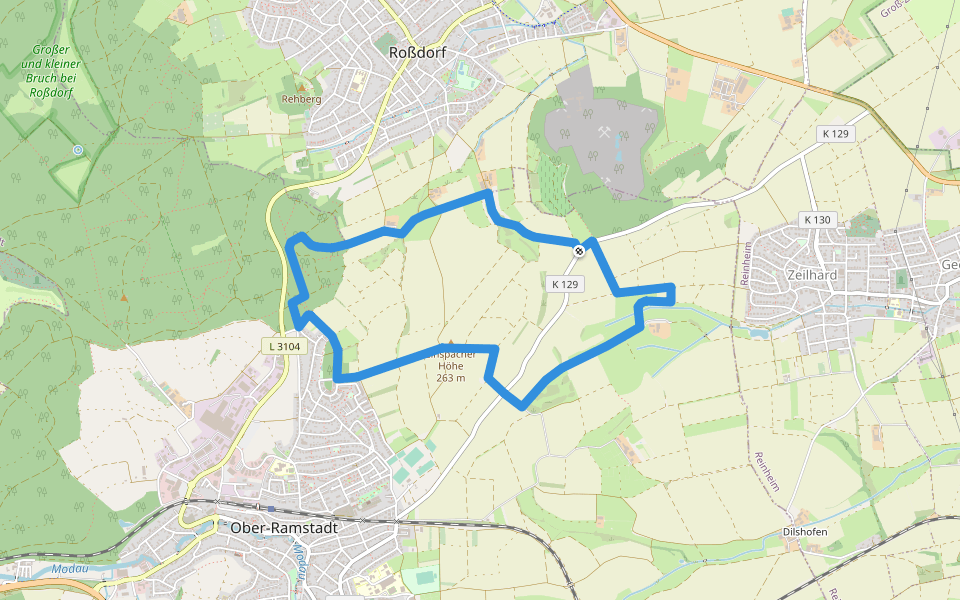 Ortsrundwanderweg Ober-Ramstadt 2 walking route map in Ober-Ramstadt