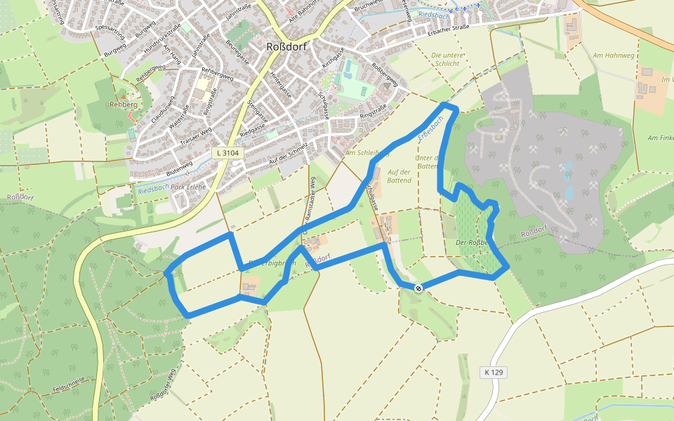Rundwanderweg Geisenwald walking route map in Roßdorf