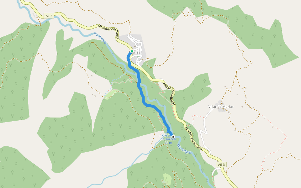 PR-AS 295 Cascada de Xurbeo walking route map in Murias