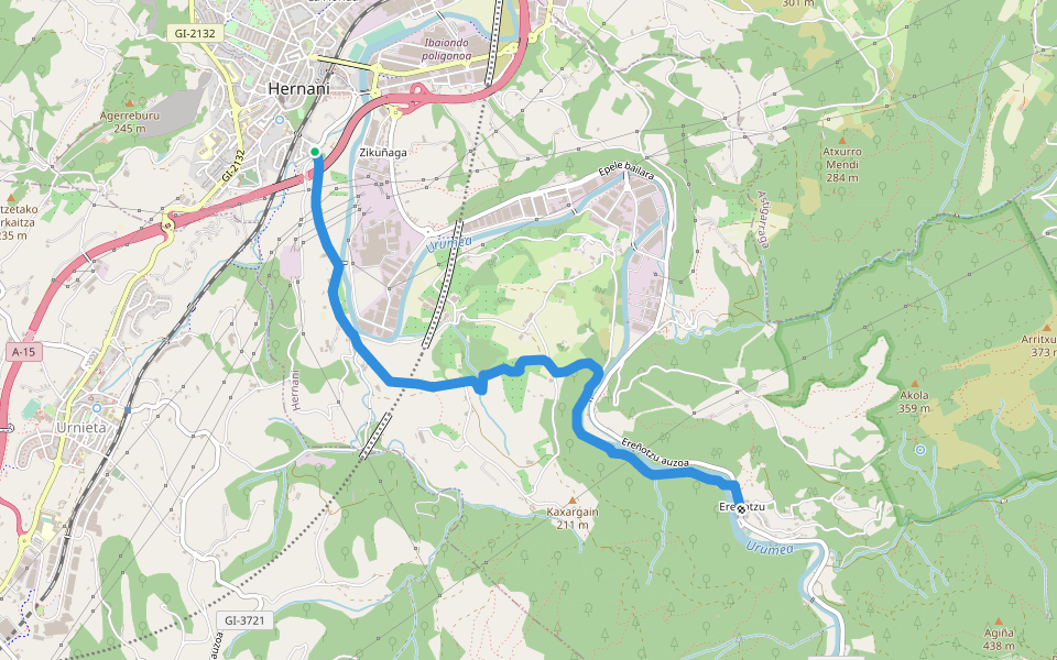 SL-GI 1001 Hernanitik Aiako Arrira walking route map in Hernani