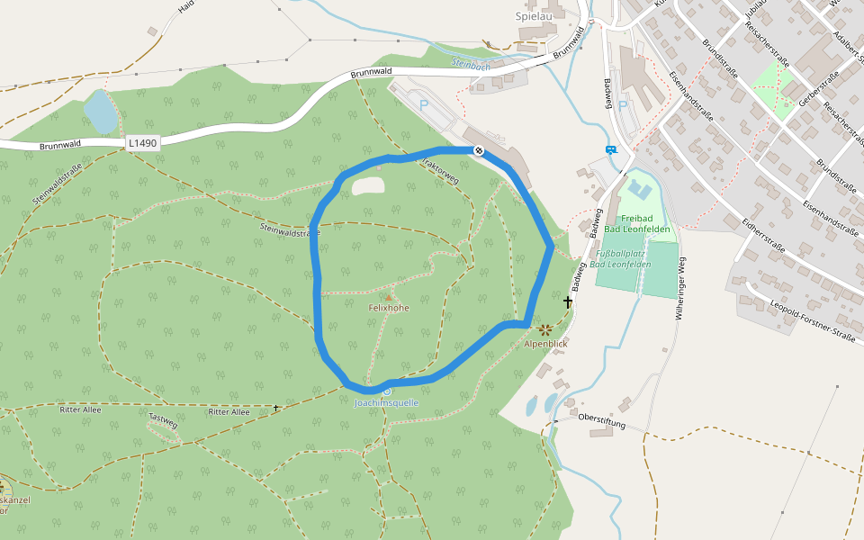 Kneippweg walking route map in Spielau