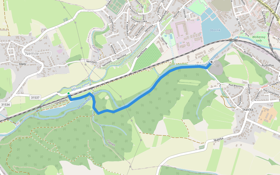 NS Údolí Moravské Sázavy walking route map in Zábřeh