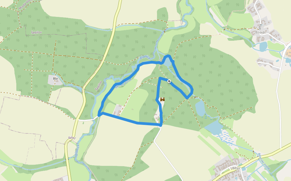 NS Kolem hradu Šelmberk walking route map in Běleč
