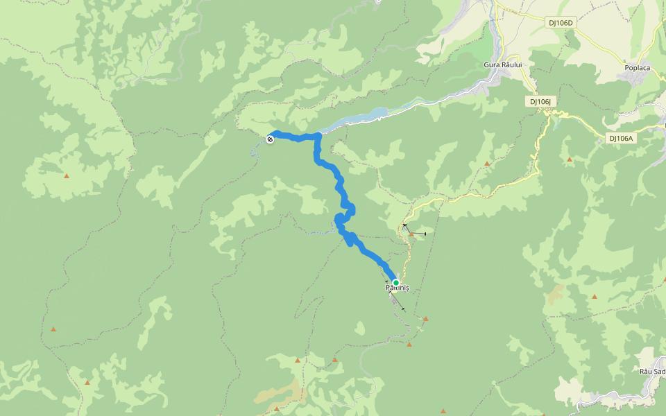 Păltiniș - Cheile Cibinului - Fosta cabană Fântânelele walking route map in Păltiniș