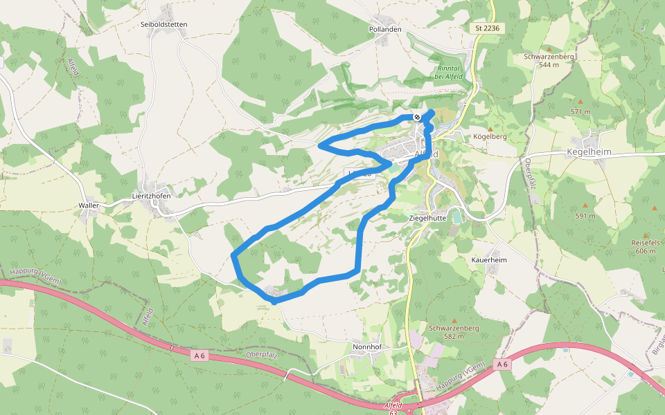 Alfelder Rundweg (6) walking route map in Alfeld