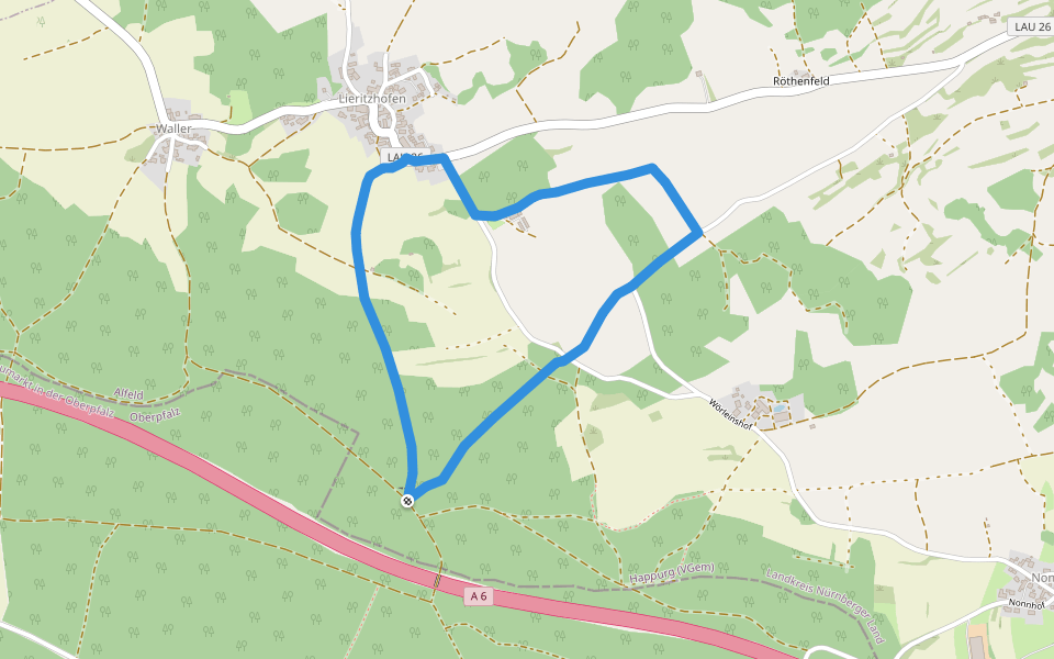 Schußrundweg (4) walking route map in Lauterhofen