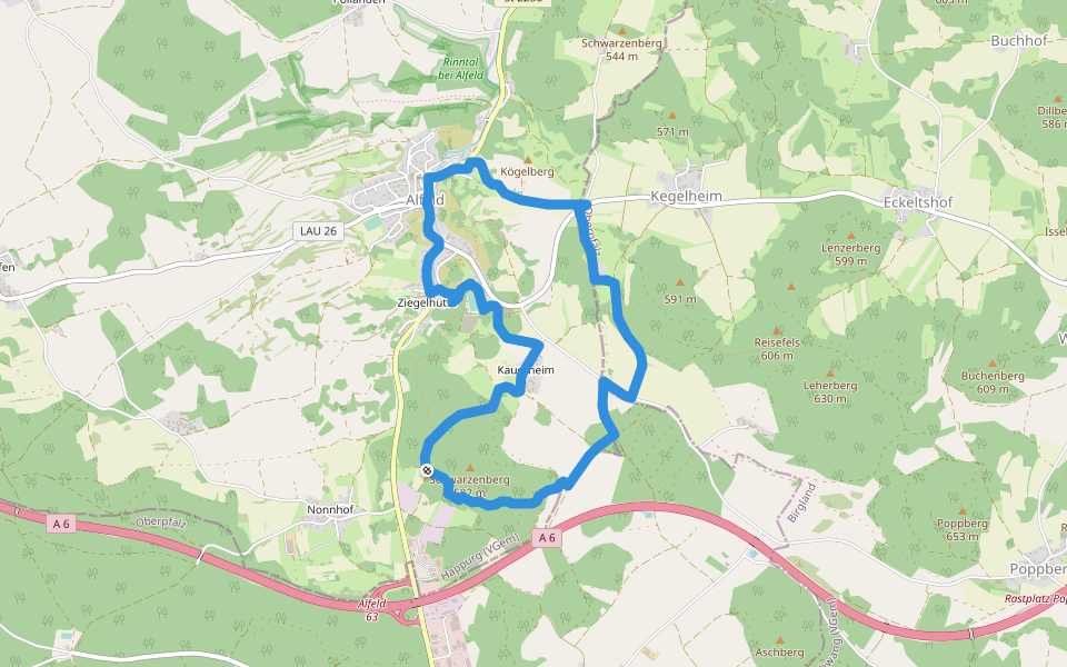 Windloch-Wanderweg (3) walking route map in Alfeld