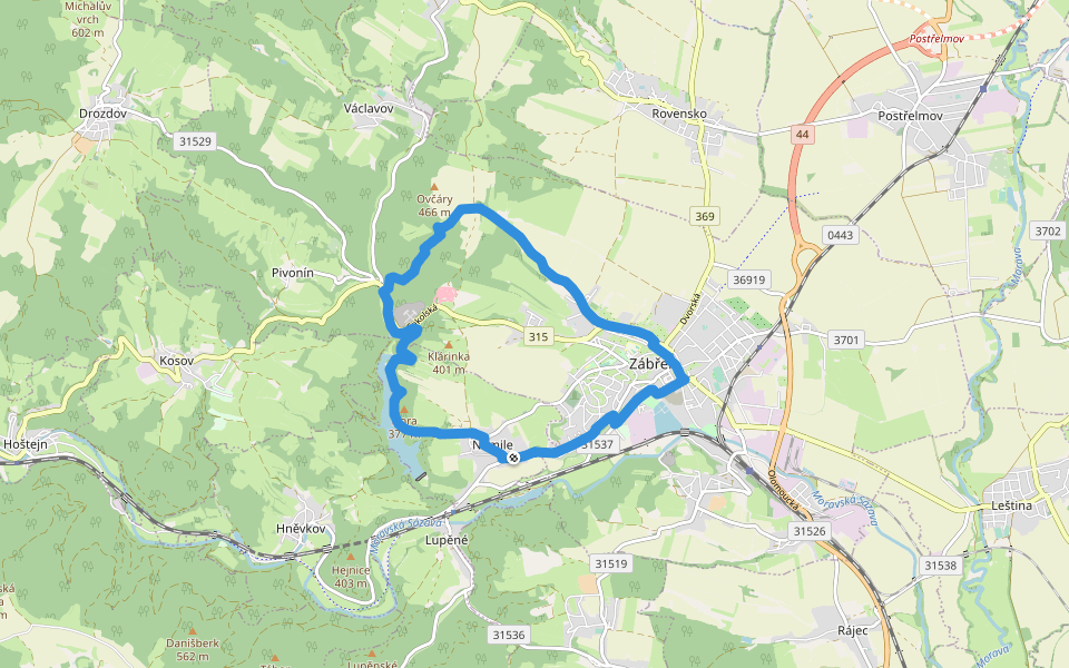 [M] okruh Zábřeh walking route map in Nemile
