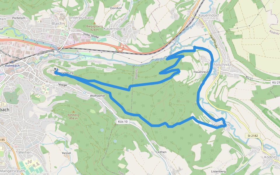 Frankenwaldsteigla Ebersbacher Weg walking route map in Kulmbach
