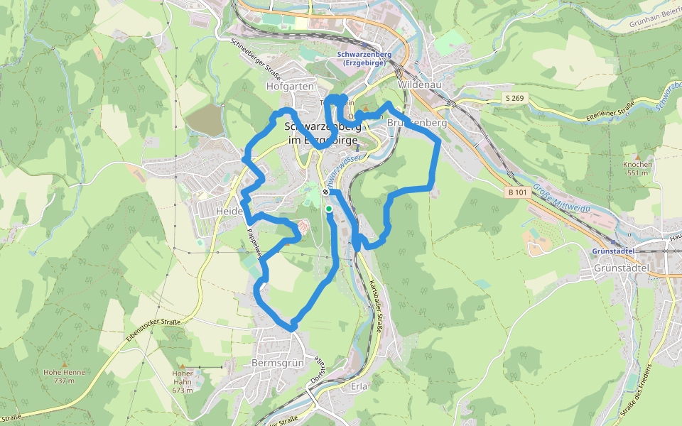 Panoramaweg Schwarzenberg walking route map in Schwarzenberg/Erzgebirge