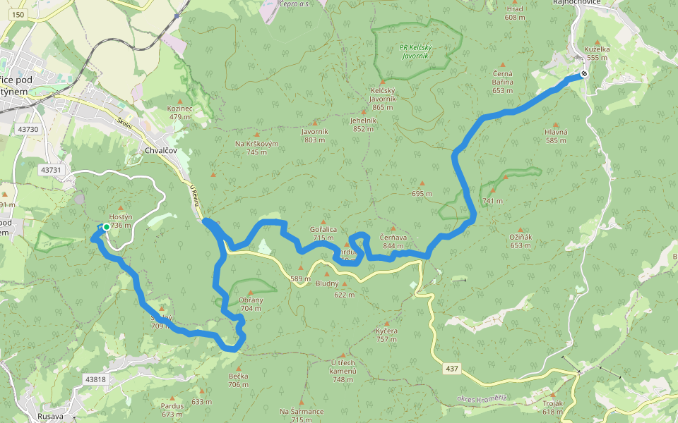 Naučná stezka Hostýnské vrchy walking route map in Chvalčov