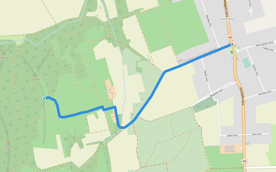 P (Kéthely, templom – Parapli kilátó) walking route map in Kéthely