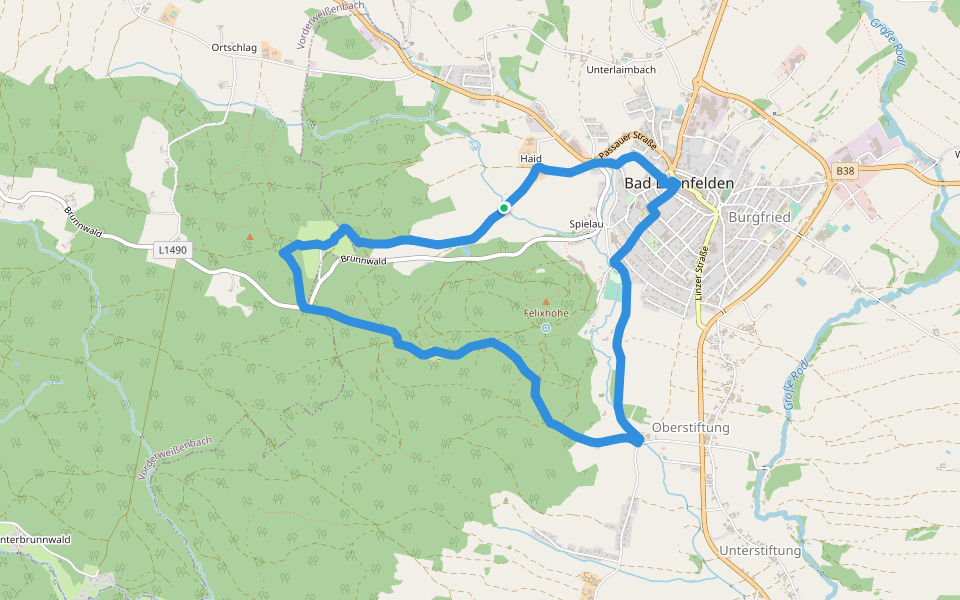 Steinwaldrunde walking route map in Haid