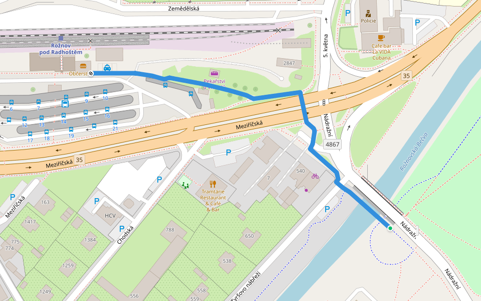 [Ž] Rožnov pod Radhoštěm rozcestí - žst walking route map in Bystřice pod Lopeníkem