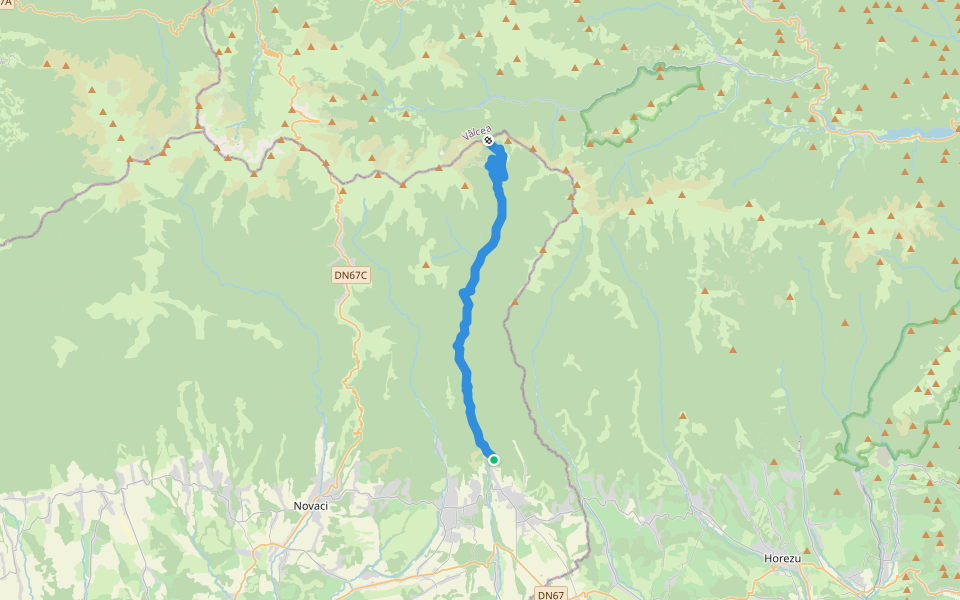 Cheile Oltețului walking route map in Polovragi
