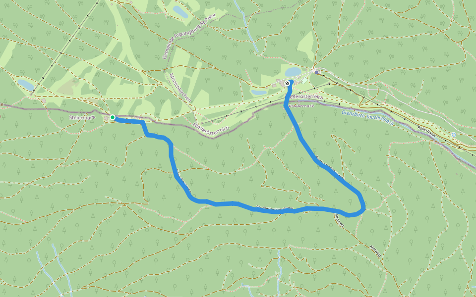 Bleu walking route map in Schaueregg