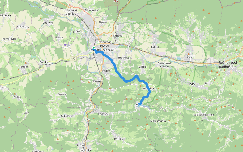 NS Jana Karafiata walking route map in Valasske Mezirici