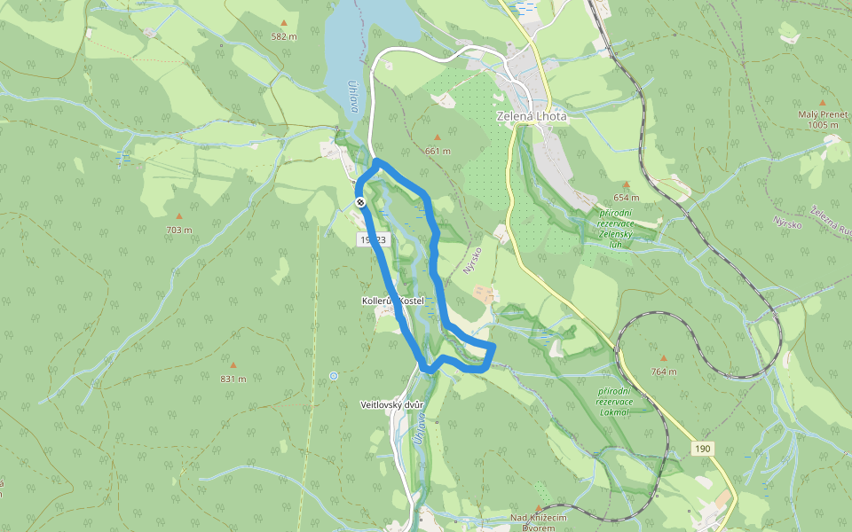 NS Hamry - Úhlavský luh walking route map in Hamry