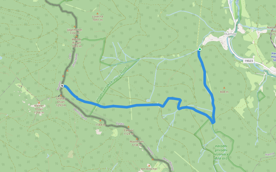 naučná stezka Z Hamrů na Ostrý walking route map in Hamry