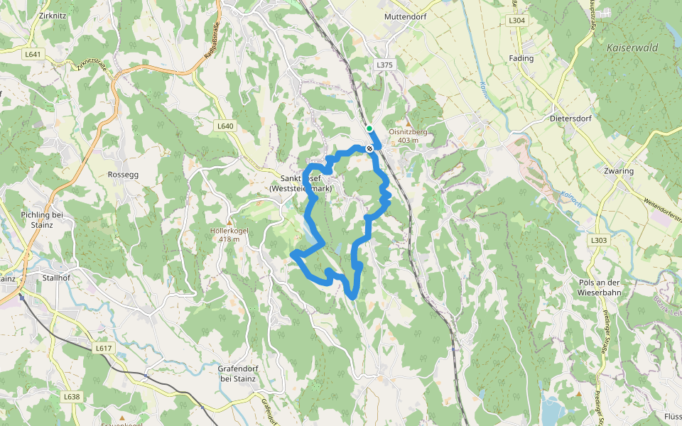 Theaterwege St. Josef - blau walking route map in Sankt Josef