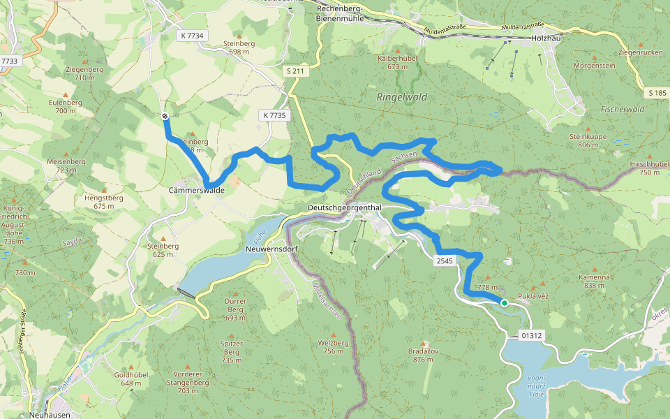 NS Podél Nového plavebního kanálu walking route map in Český Jiřetín