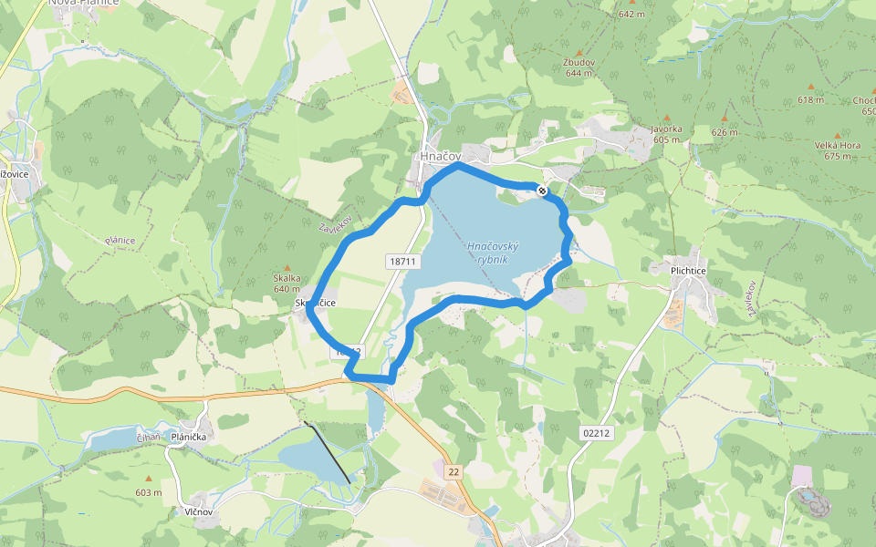 Hnačovský vychazkový okruh walking route map in Hnačov