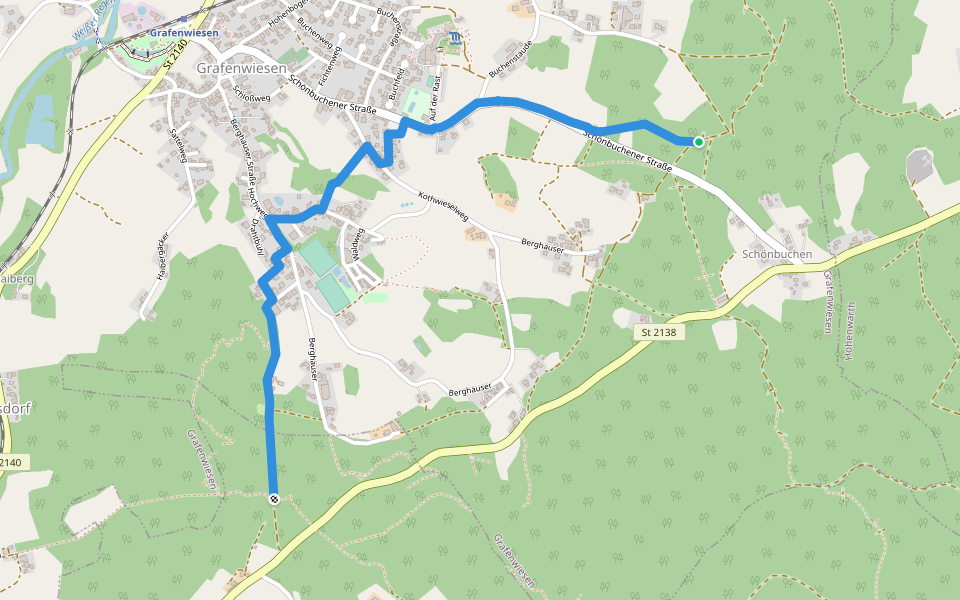 Goldsteig Zuweg Nr.39 Goldsteig → Grafenwiesen walking route map in Grafenwiesen