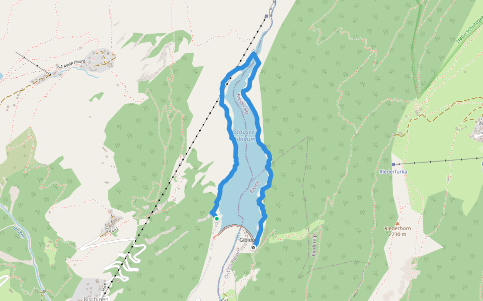 Klettersteig Aletsch walking route map in Naters