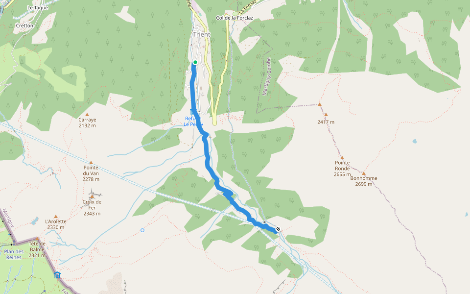 WHR Stage 3.1 Trient – Chalet du Glacier *** walking route map in Trient