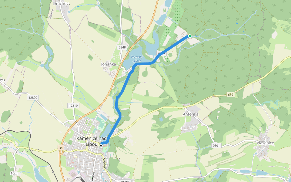 NS Vítězslava Nováka walking route map in Kamenice nad Lipou