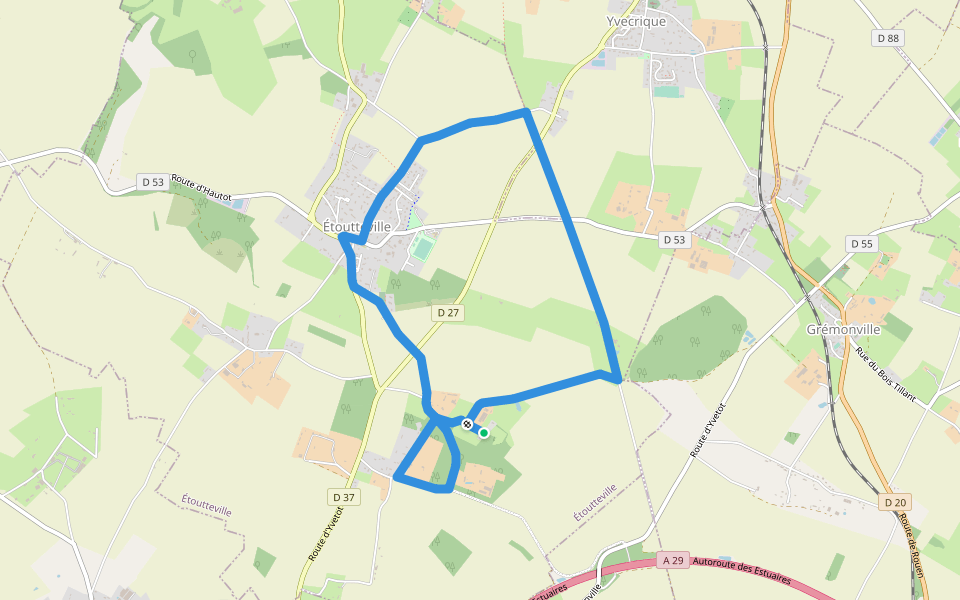 La voie romaine walking route map in Étoutteville