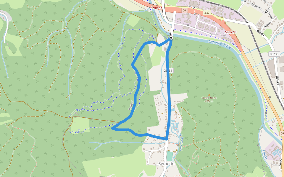 local_red walking route map in Vsetin