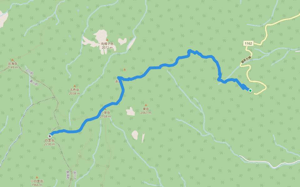 銀泉台ルート walking route map in Kamikawa