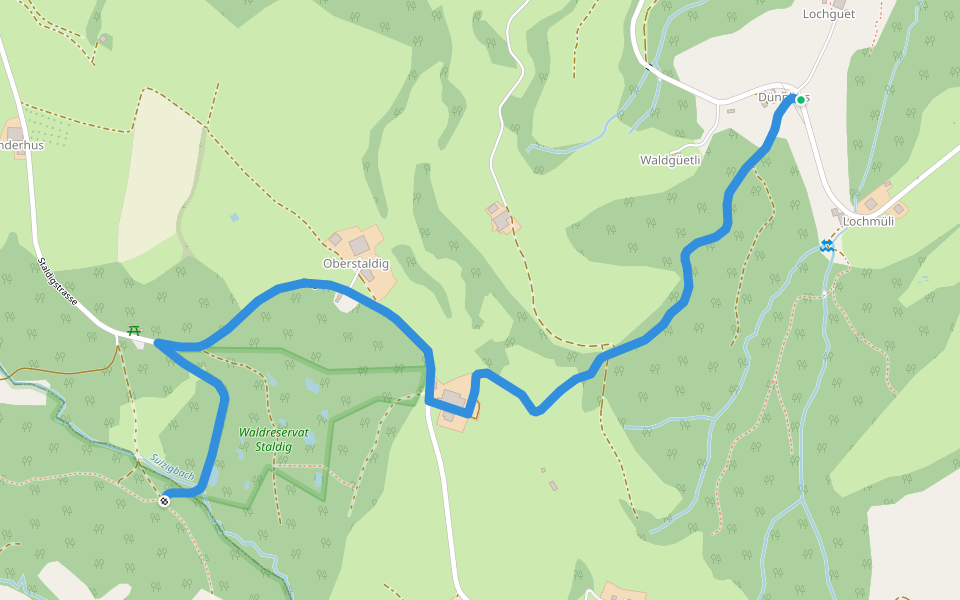 Dünnhirs - Chlosterwald walking route map in Werthenstein