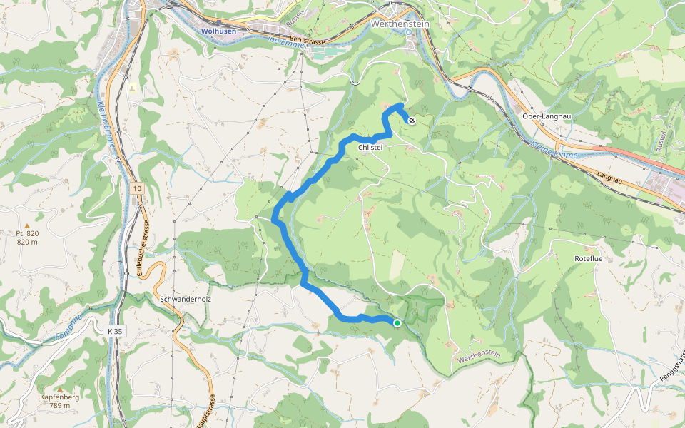 Chlosterwald - Chächebüel walking route map in Werthenstein