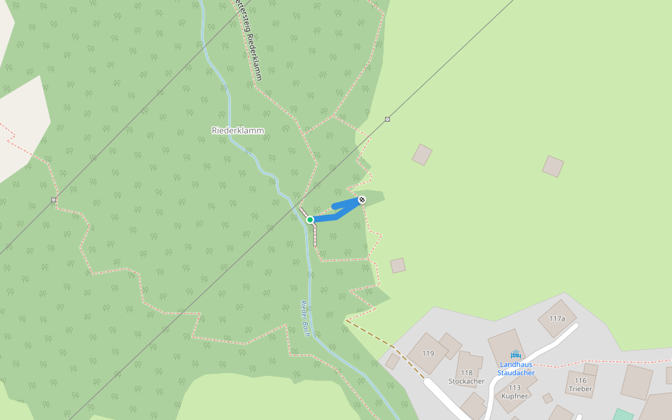 Riederklamm Übungsklettersteig walking route map in Gerlos