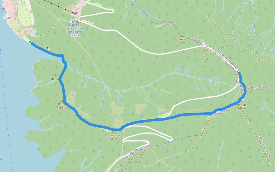 Solina - Jawor walking route map in Solina