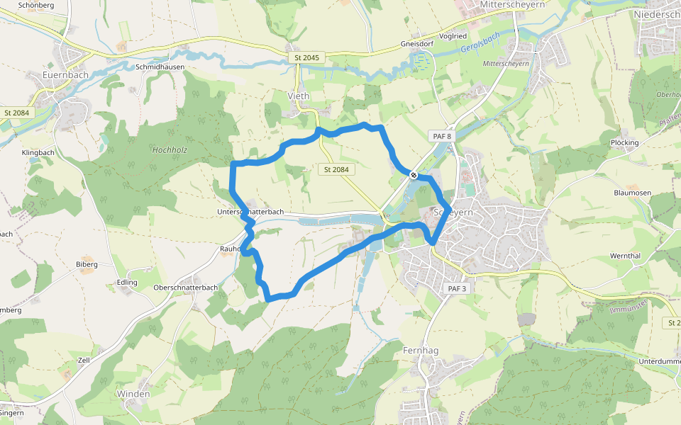 Panoramaweg walking route map in Scheyern
