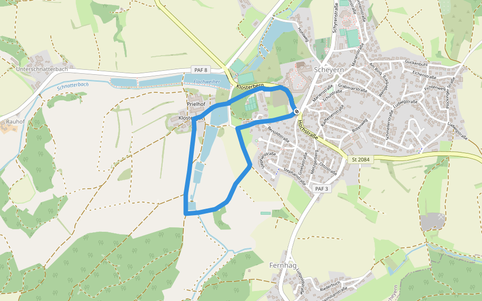 Akazienweg walking route map in Scheyern