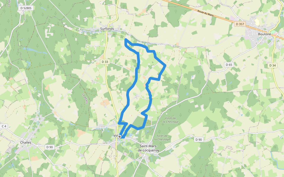 Circuit vert walking route map in Volnay