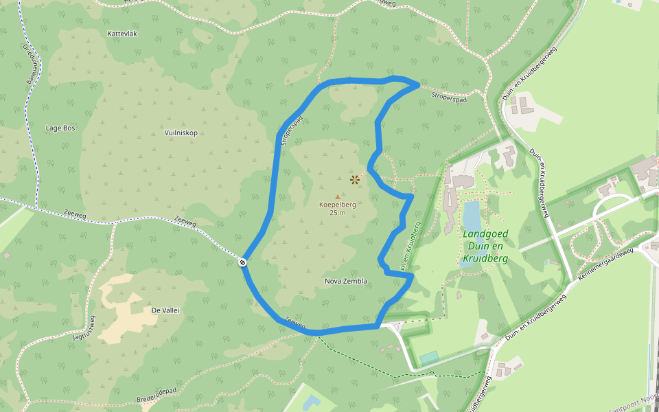 Koepelberg walking route map in Santpoort-Noord