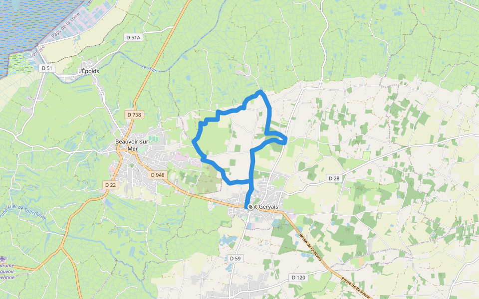 La Chapelle de Bordevert walking route map in Saint-Gervais