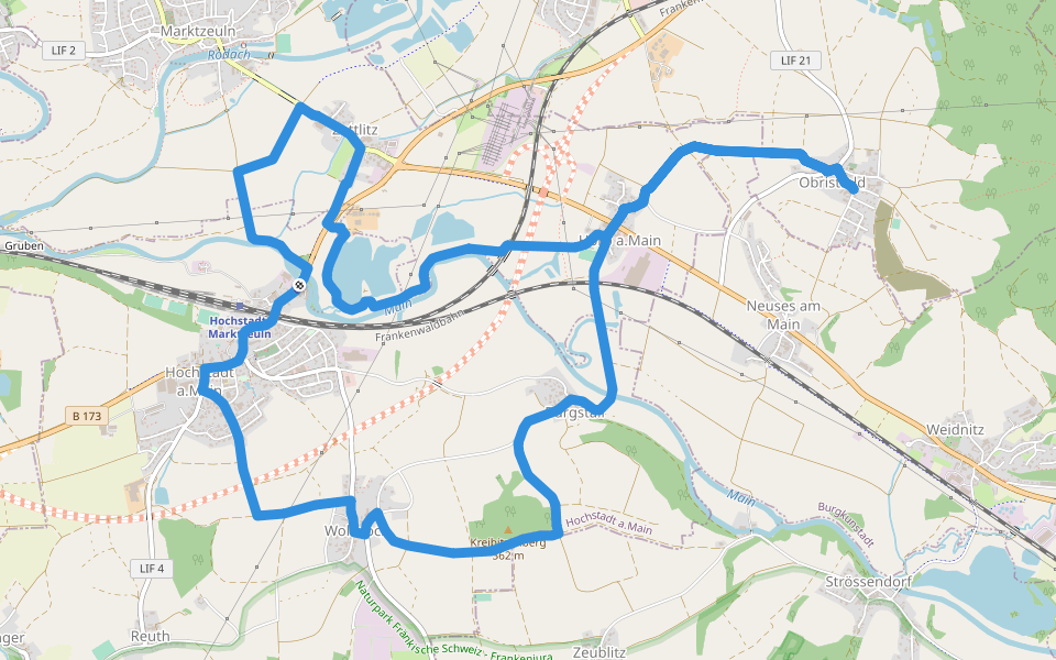 Hochstadter Rundweg walking route map in Hochstadt am Main