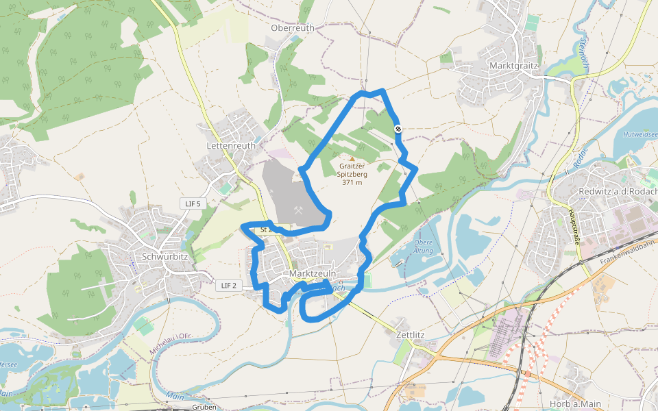 Marktzeulner Bergleitenrunde walking route map in Marktgraitz