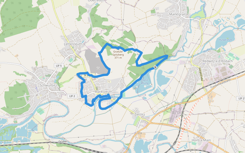 Marktzeulner Spitzbergrunde walking route map in Redwitz an der Rodach