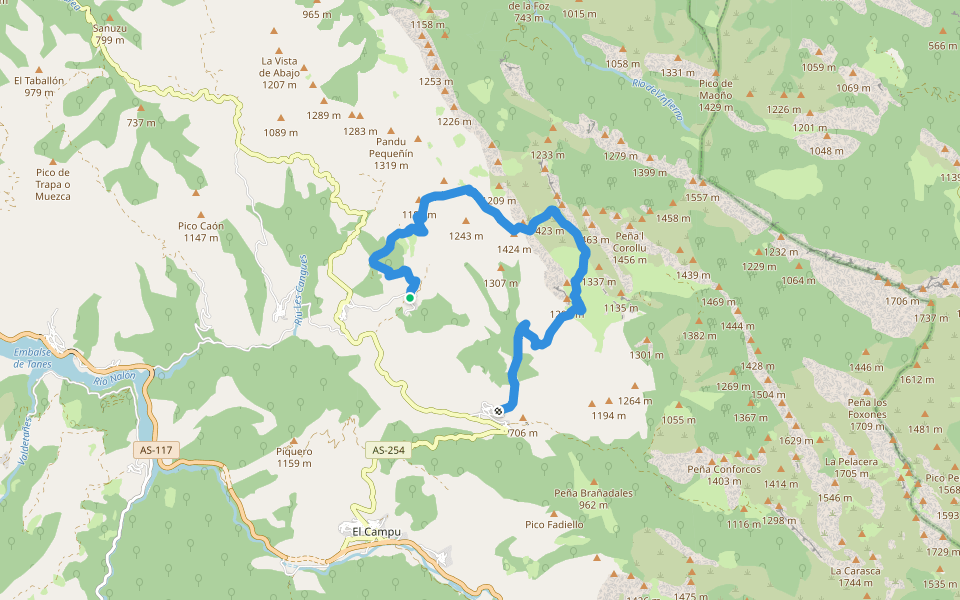 PR-AS 125 Ruta de Cañandi walking route map in Nieves