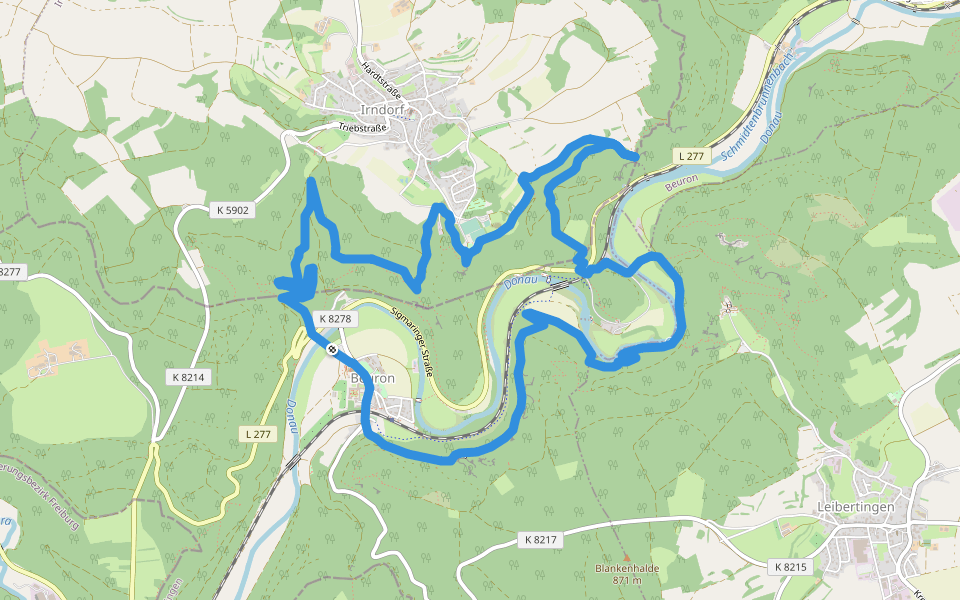 Premiumweg Eichfelsen-Panorama walking route map in Beuron