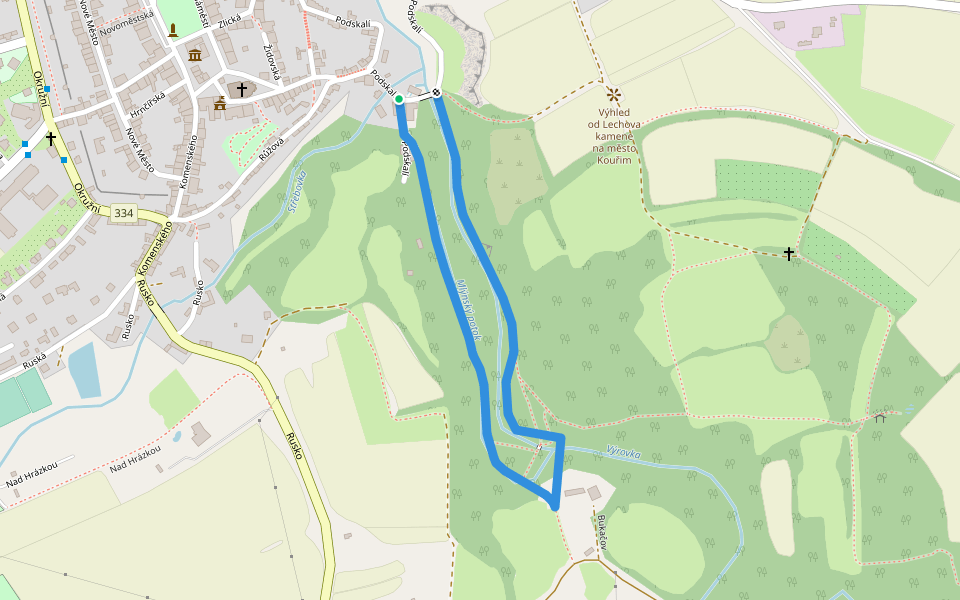 Rodinný okruh walking route map in Kouřim