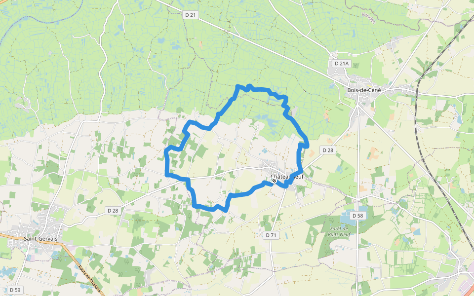 Sentier du Petit Moulin walking route map in Chateauneuf