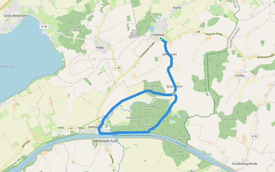 Wanderroute 13: Holtsee, Sehestedt walking route map in Holtsee